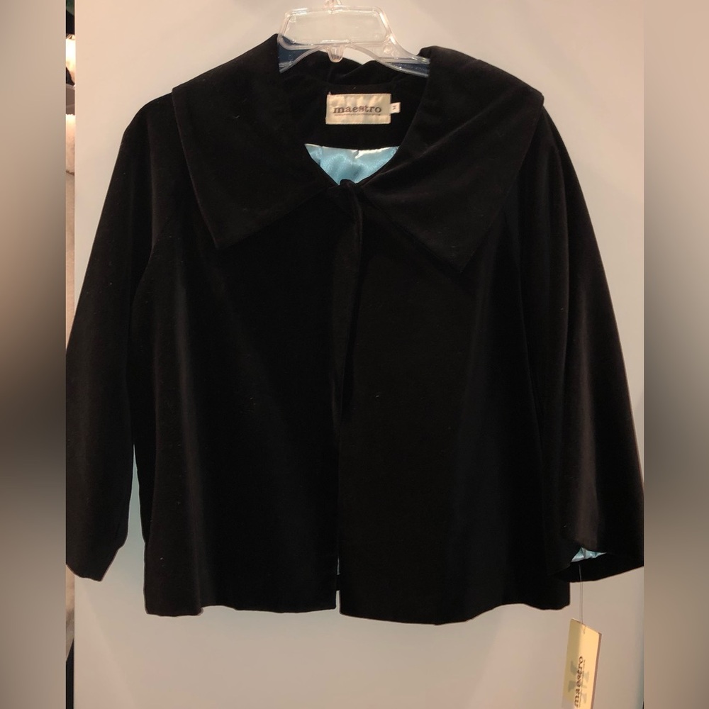 Elegant Black velvet Women's Cape Jacket by Maestro